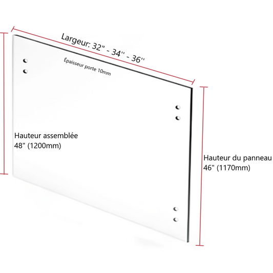 Ensemble de porte en verre trempé 10mm (estimation)